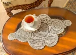 گالری رومیزی 3 تکه دانتل طرح ترک رز