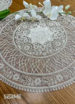 تصویر رومیزی دانتل مخمل طرح ترک مدل ستاره دایره