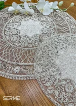 رومیزی دانتل مخمل طرح ترک مدل ستاره دایره - تصویر 6